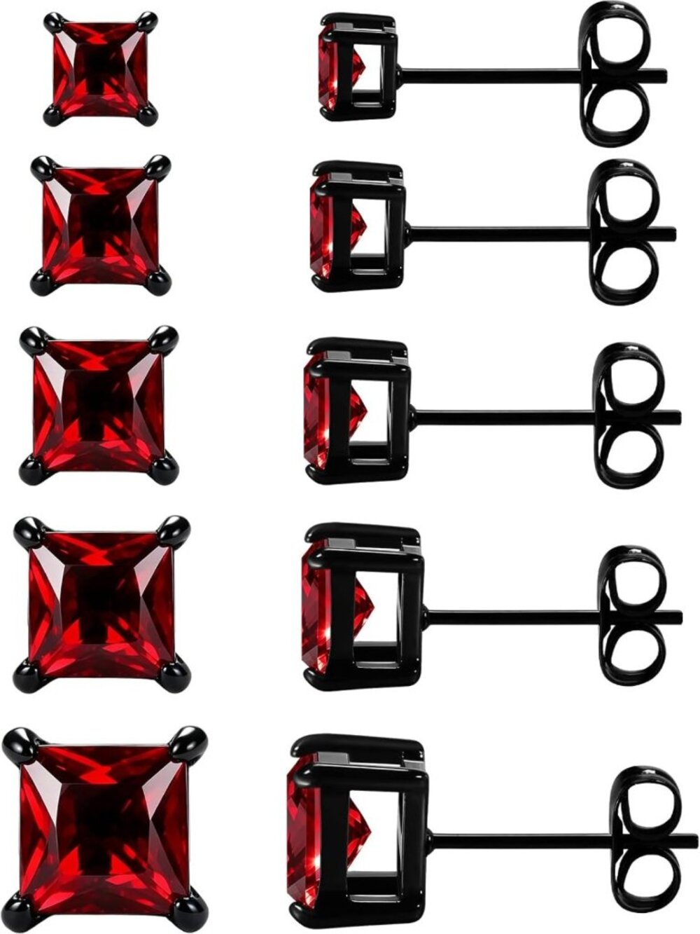 Men's 5 Pairs Stud Earrings Set - Stylish 3-7MM Hypoallergenic Jewelry